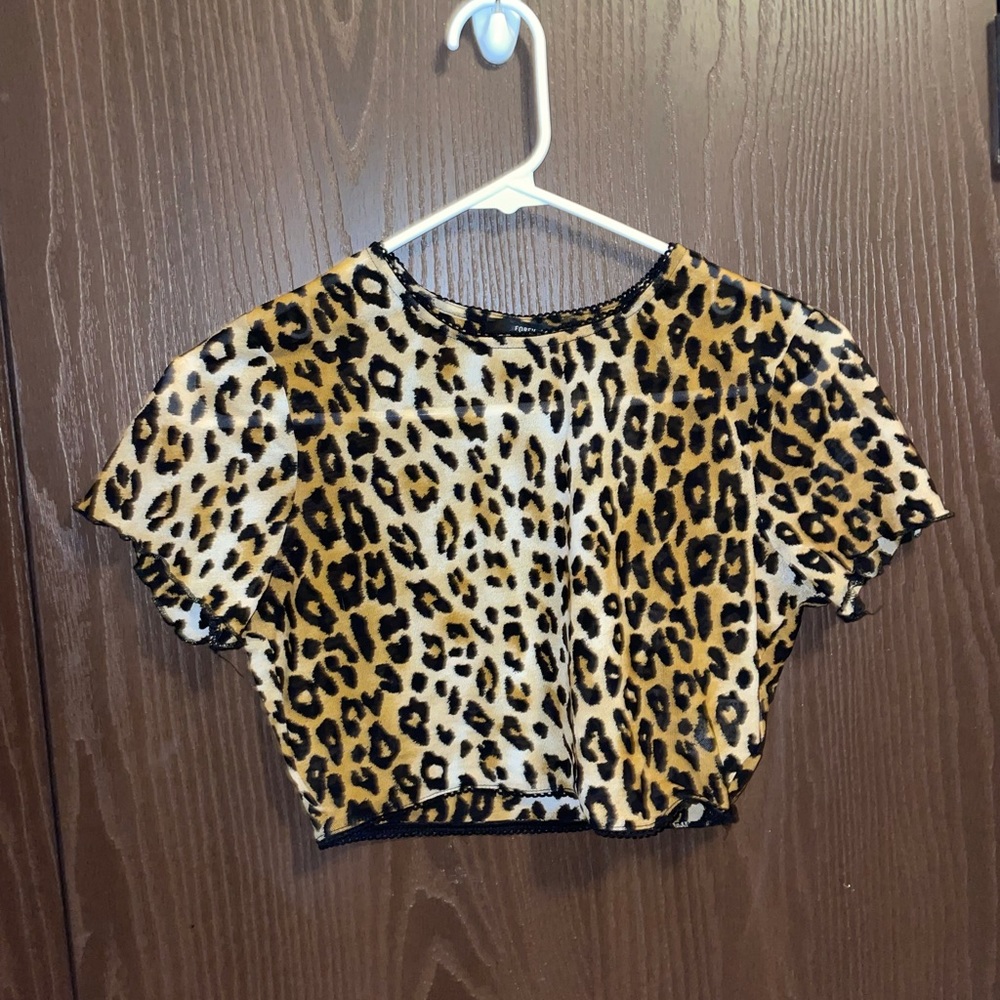 forever 21 leopard crop top